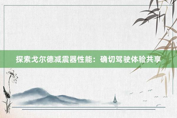 探索戈尔德减震器性能：确切驾驶体验共享